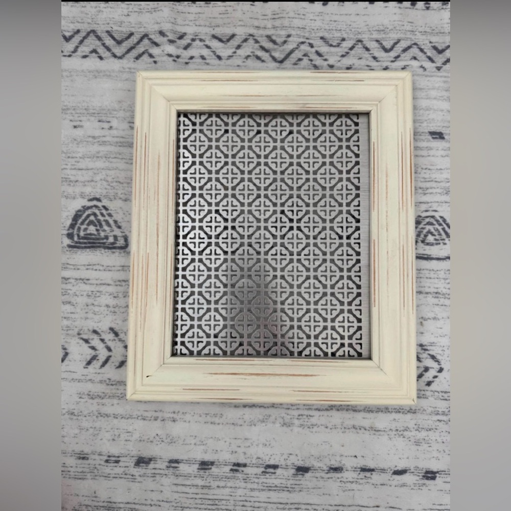 Hanging framed earring jewelry organizer storage Wall decor Cream